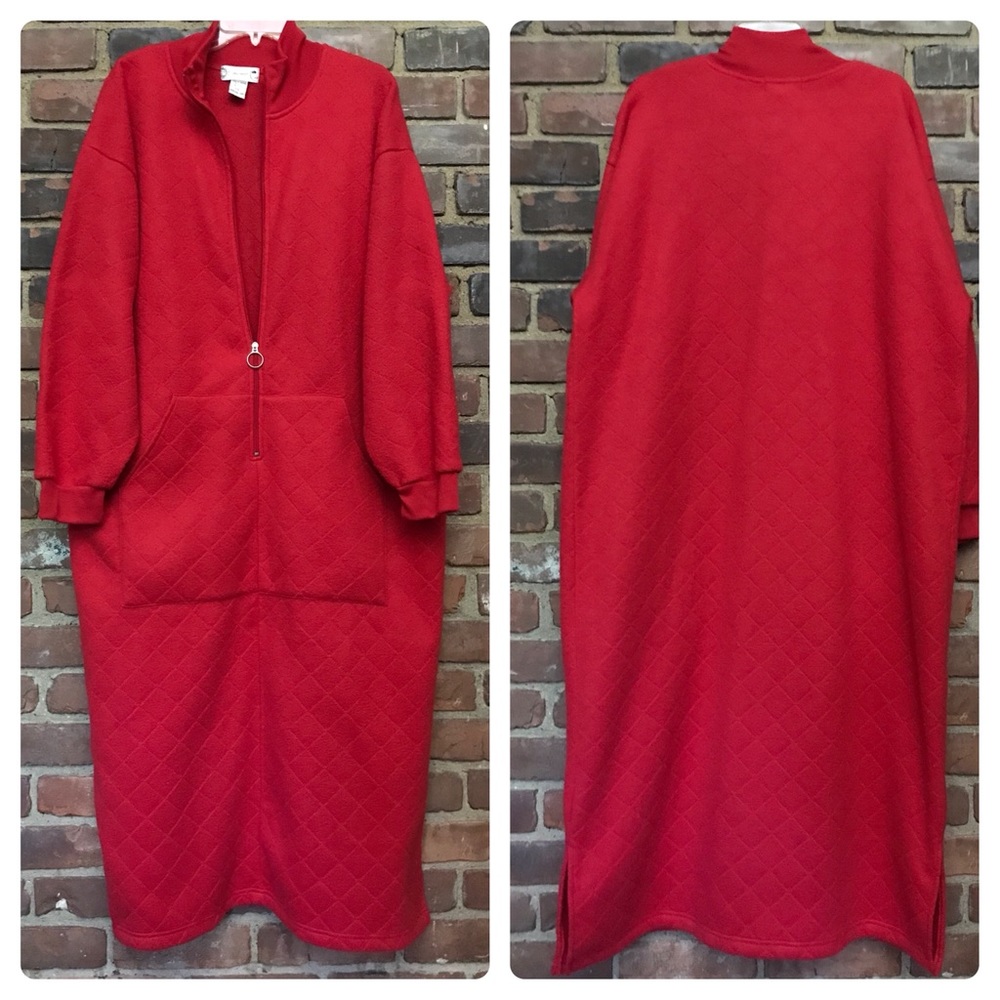 Vintage TODAY TONIGHT | fleece house dress with pockets 1X -50 chest -50” long